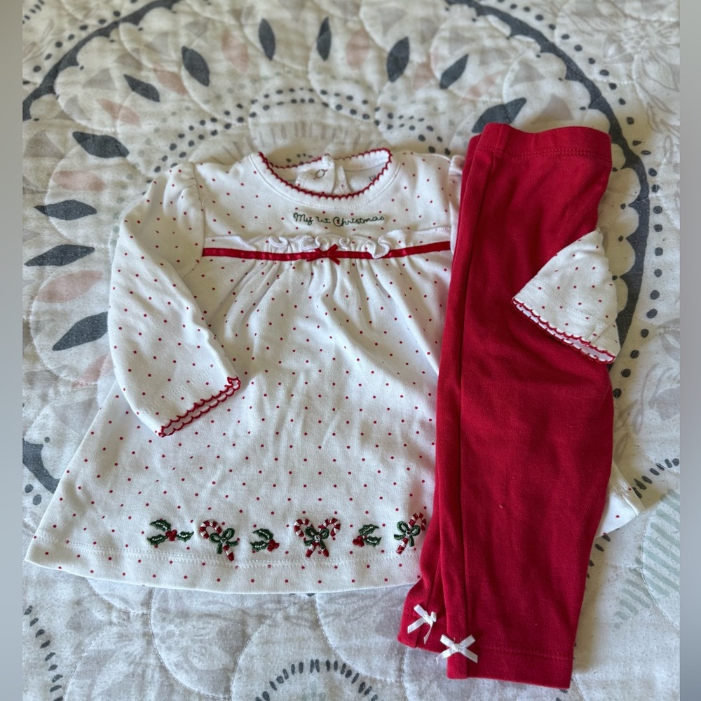 Little Me “My First Christmas” embroidered set. Size 9 Months.